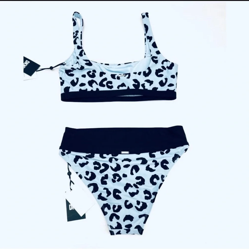 NWT DKNY Cheetah / Leopard Animal Print Hi Rise Bikini Size Top XL, Bottom Large - Picture 6 of 10